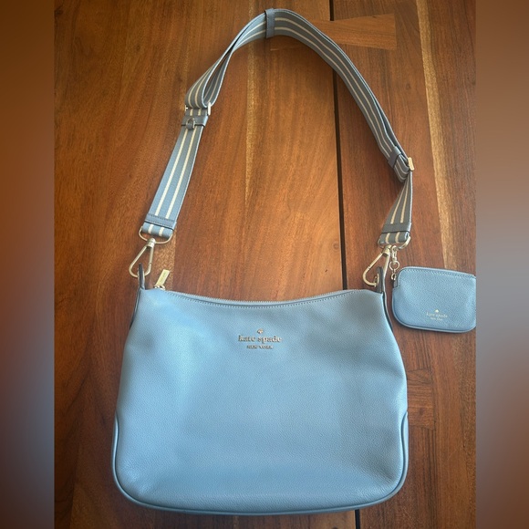 Kate Spade Light Blue crossbody Bag with Striped Strap - Picture 1 of 7